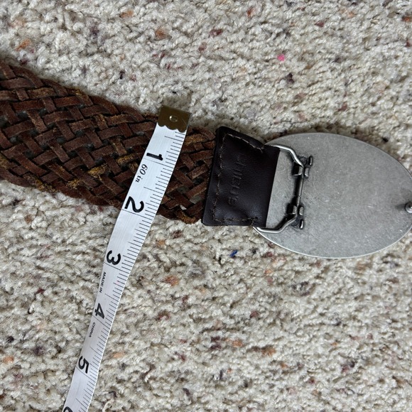 Chicos Brown Woven Leather Belt Womens Oval Beaded Buckle Boho Coastal Cowgirl - Picture 6 of 8